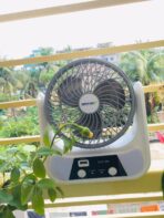 Novena USB Rechargeable Mini Fan with LED Light & Power Bank | Portable 360° Rotating Desk Fan - Image 9